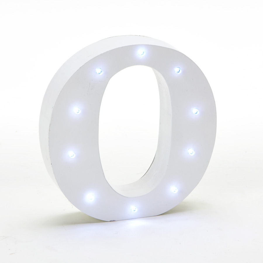 Wooden Vintage LED Marquee Freestanding Letter O - White