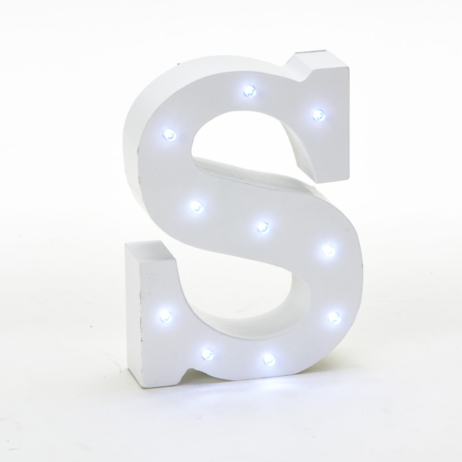 Wooden Vintage LED Marquee Freestanding Letter S - White