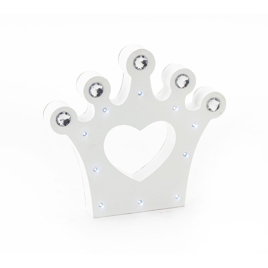 Wooden LED Marquee Crown - White