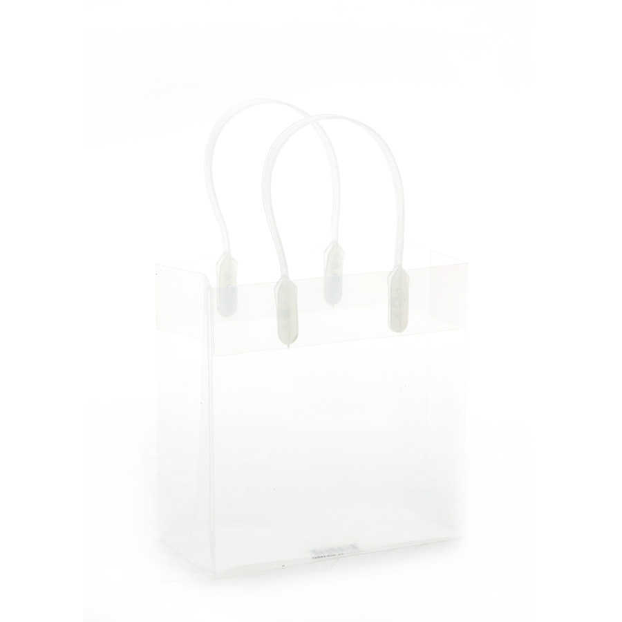 Plastic Transparent Gift Bag with Handles - 12pcs Pack - Clear