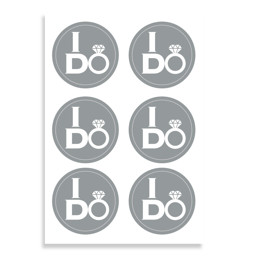 "I Do" Wedding Sticker Labels 4 sheets/bag