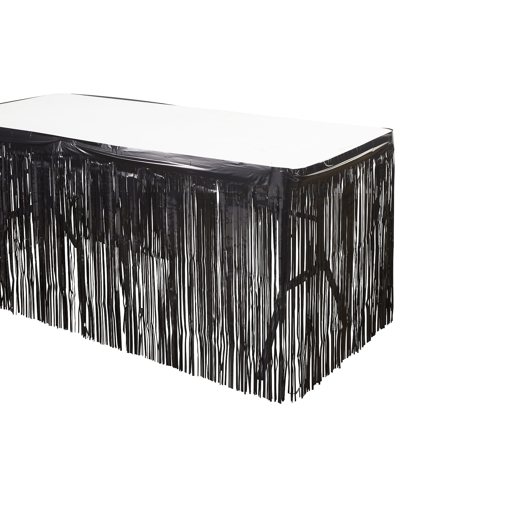 Metallic Foil Table Skirt 14ft - Black
