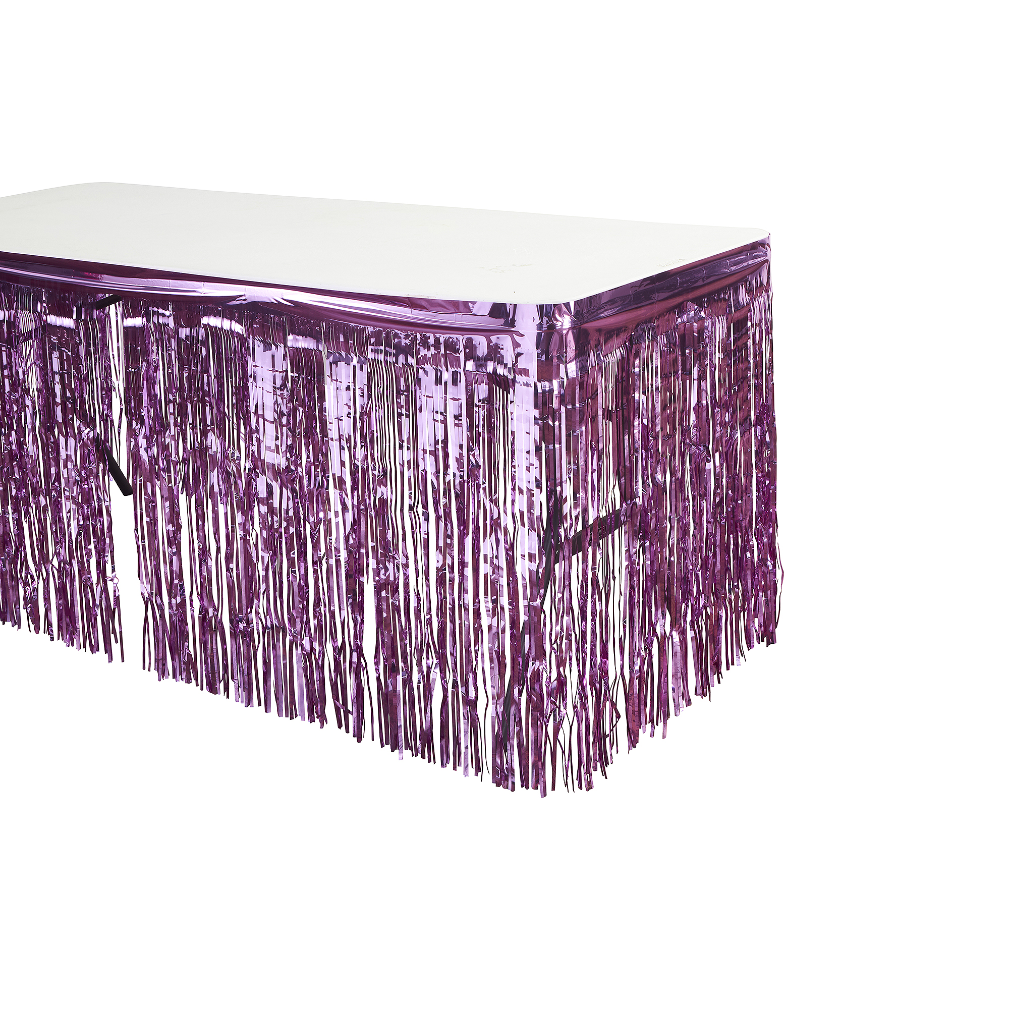 Metallic Foil Table Skirt 14ft - Pink