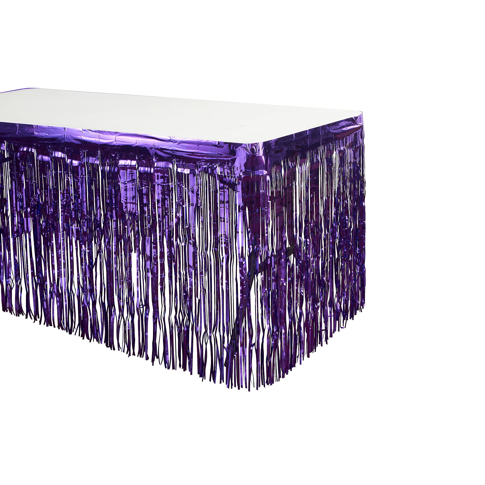 Metallic Foil Table Skirt 14ft - Purple