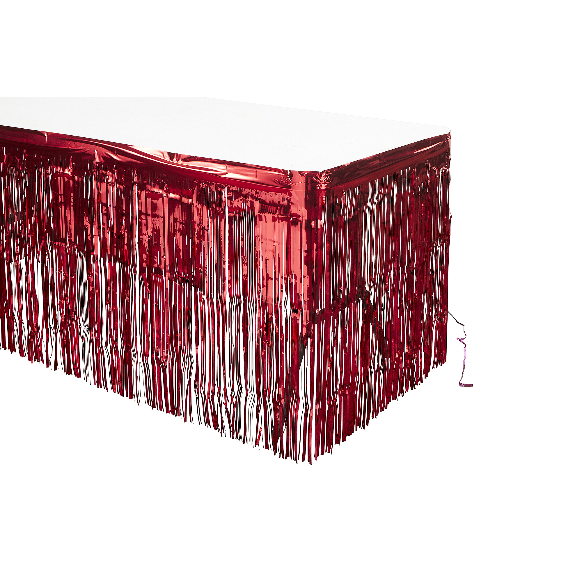 Metallic Foil Table Skirt 14ft - Red
