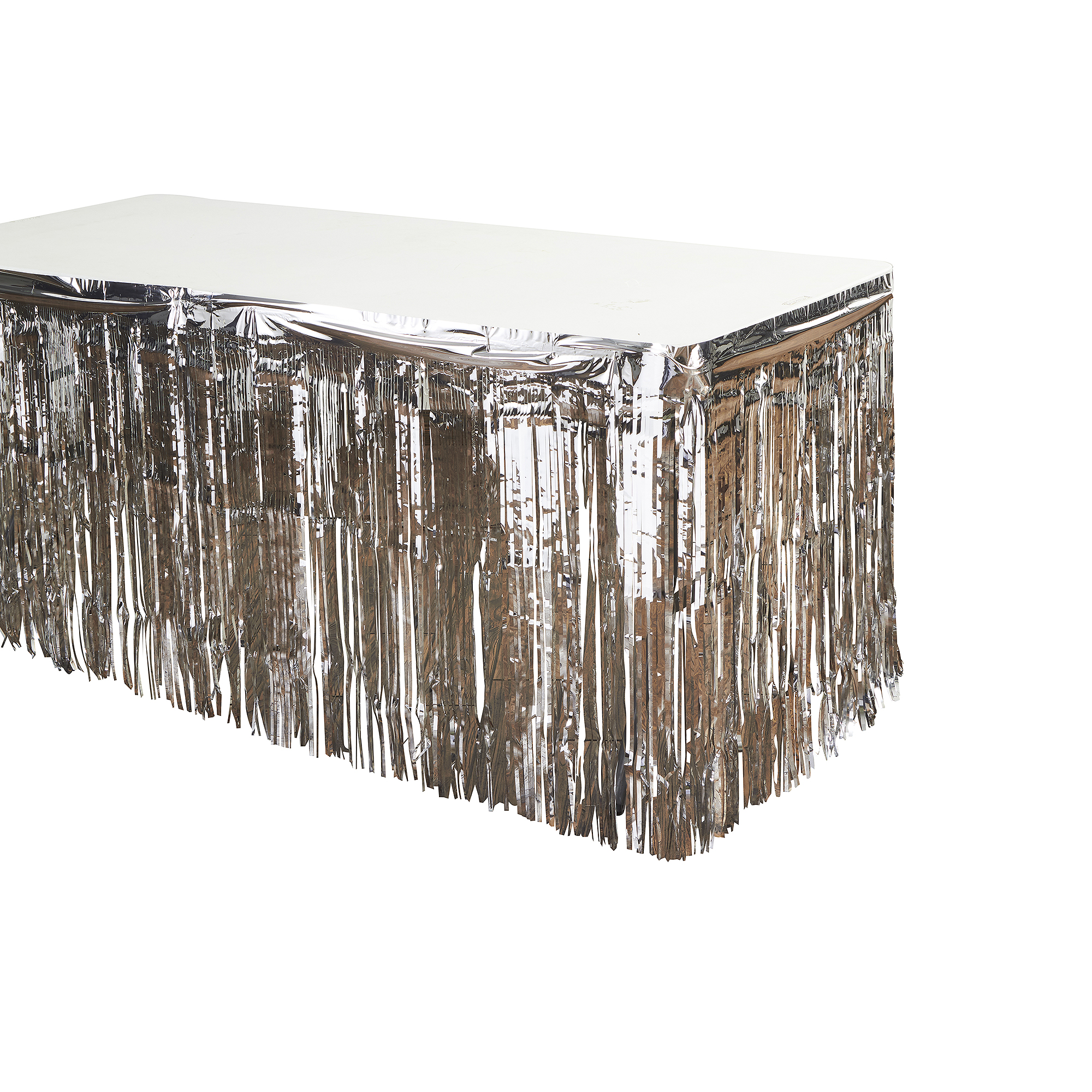 Metallic Foil Table Skirt 14ft - Silver