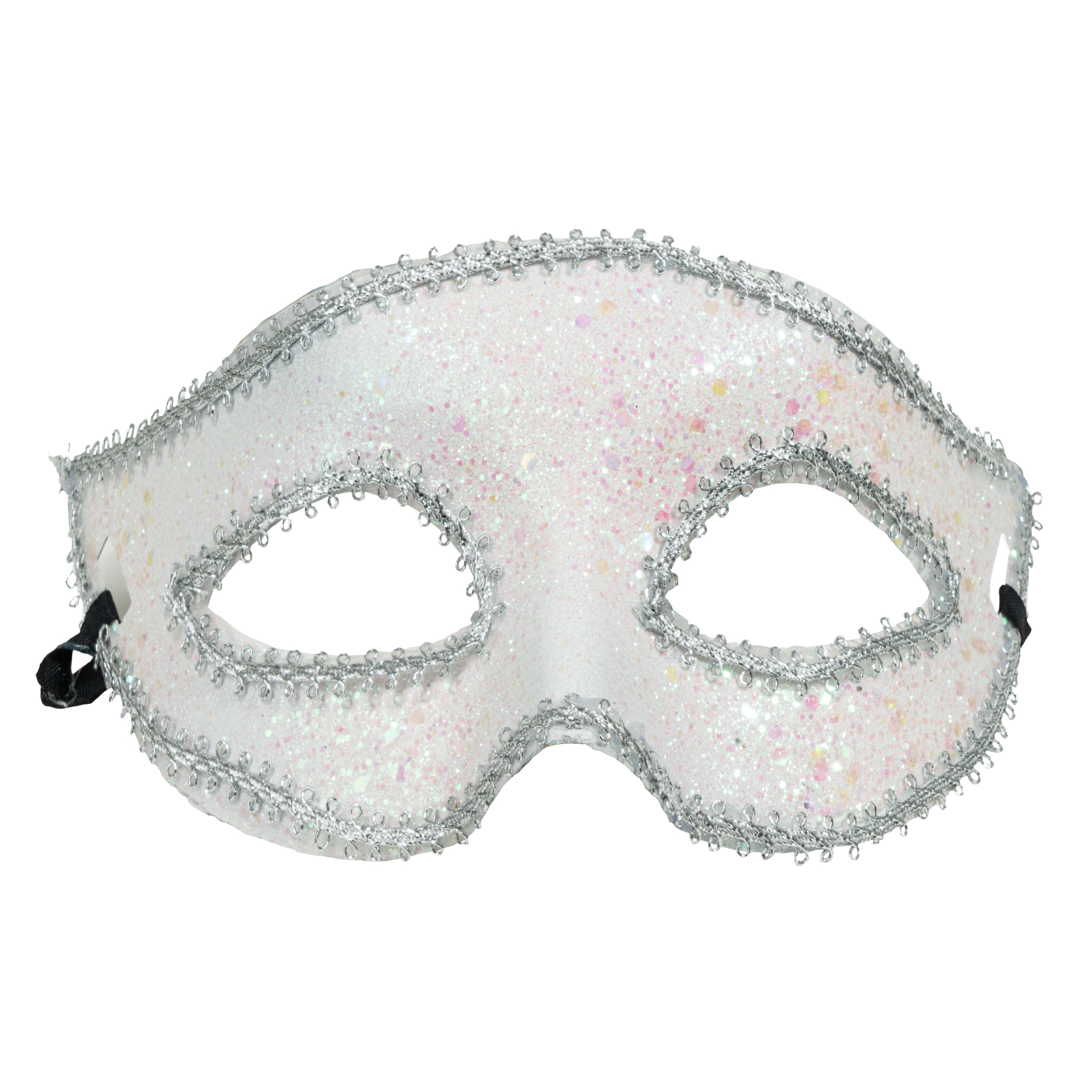 Mask with Glitter and Rhinestone - White