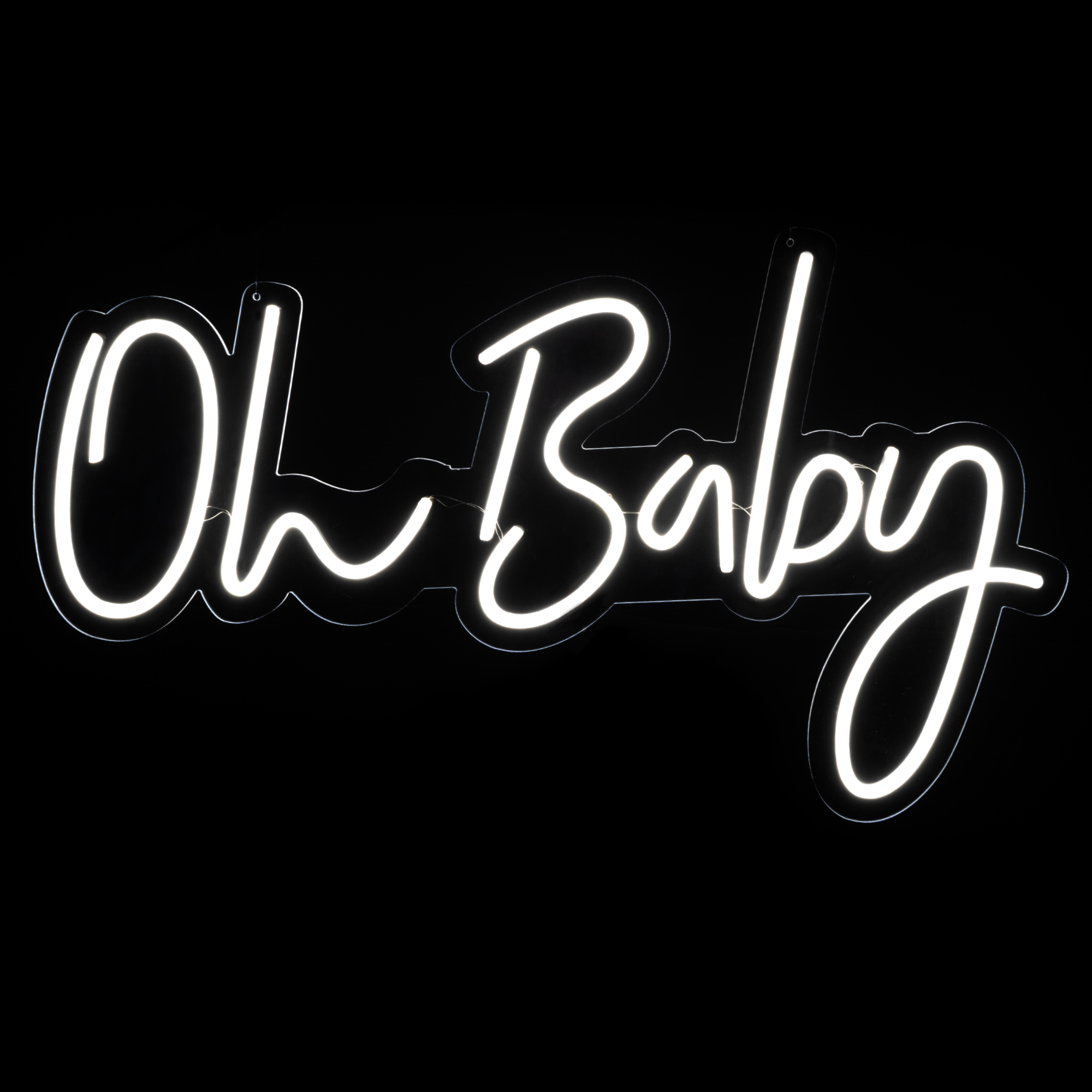 "Oh Baby" Neon Light Sign With Hanging Chain 26“ - White