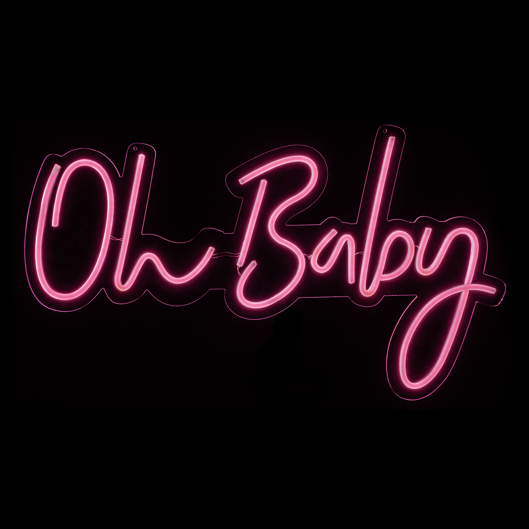 "Oh Baby" Neon Light Sign With Hanging Chain 26“ - Pink
