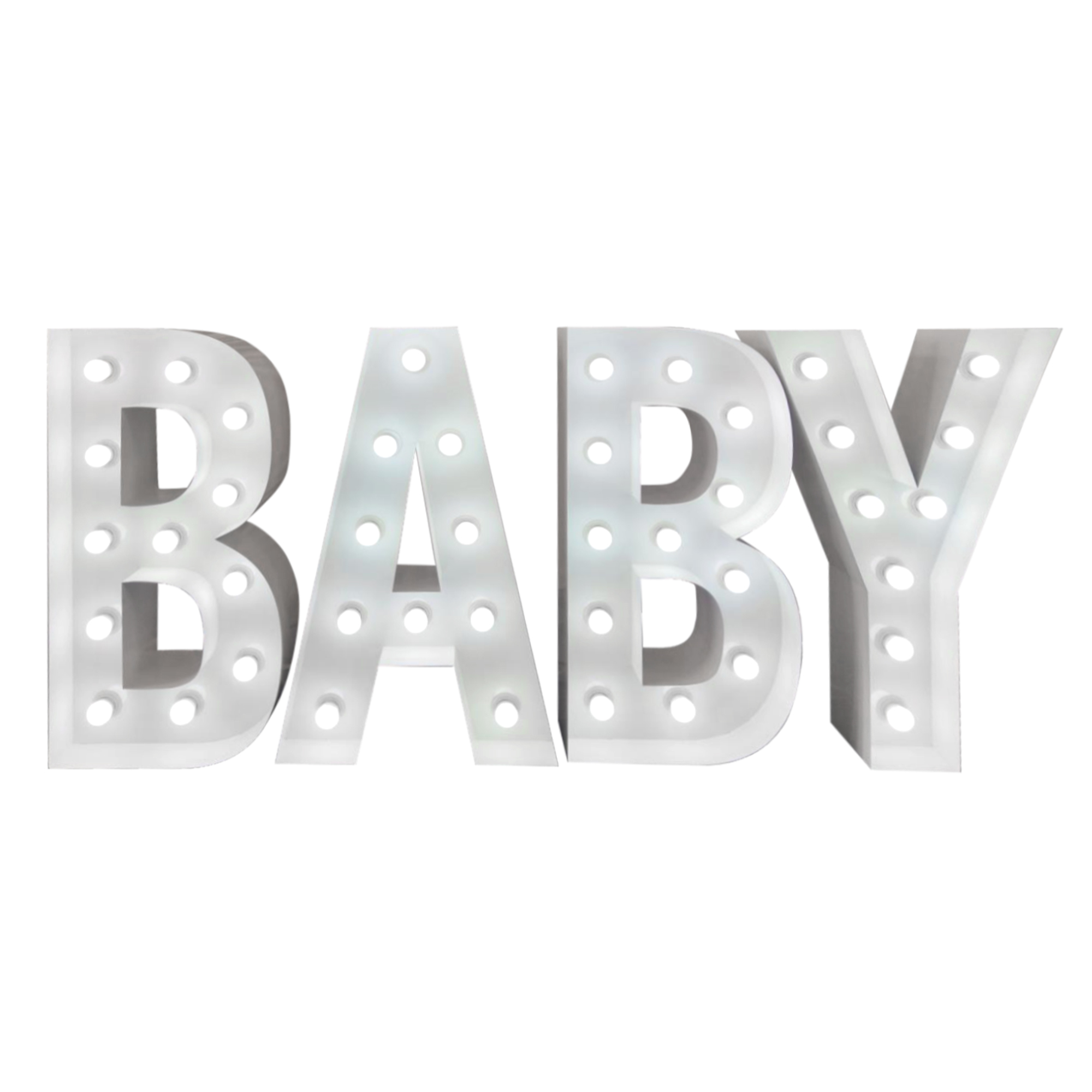 4ft Light Up Marquee Letters “BABY” - White