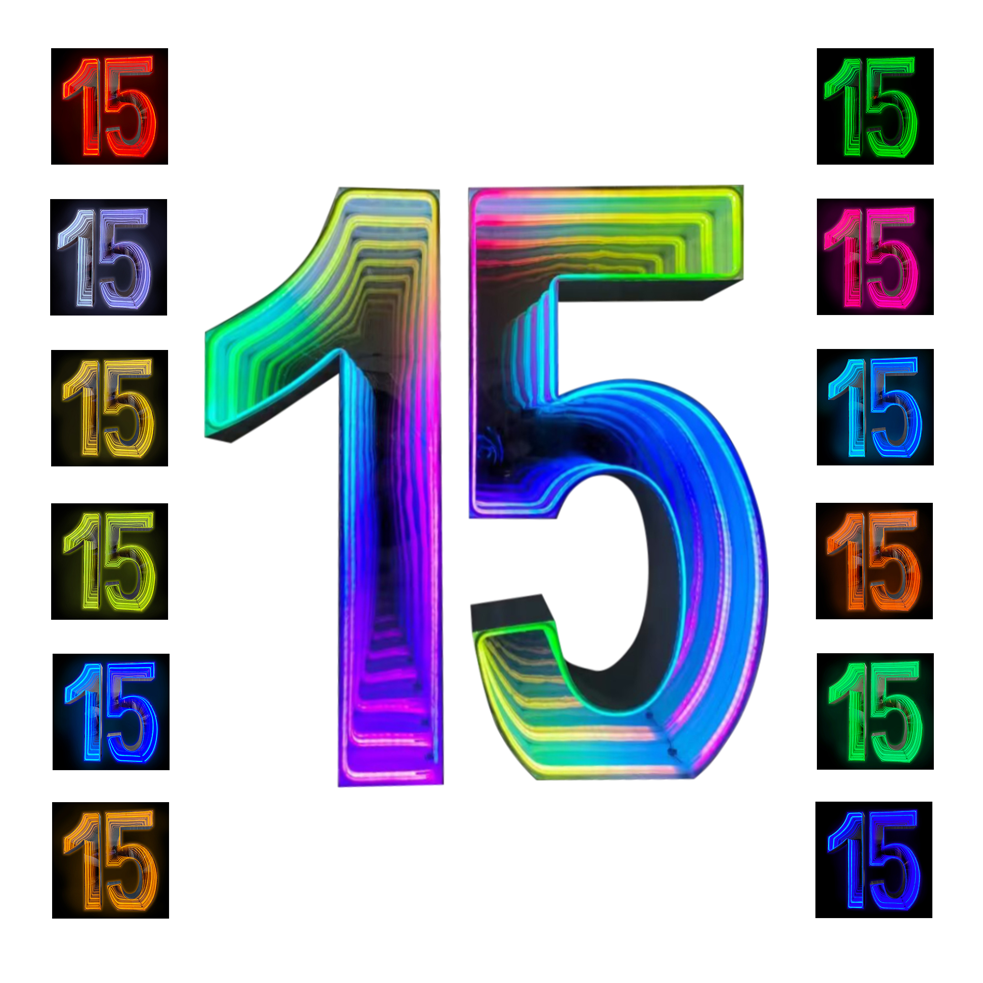 4ft Light Up Marquee Neon Letters “15” - Multicolor