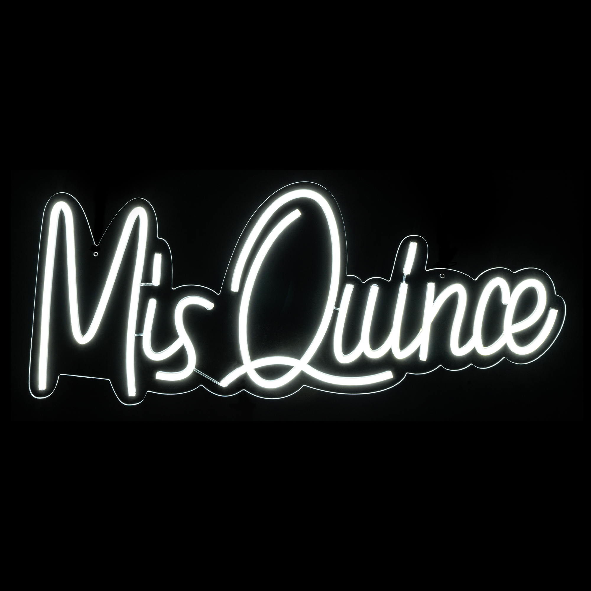 "Mis Quince" Neon Light Sign With Hanging Chain 22½“ - White