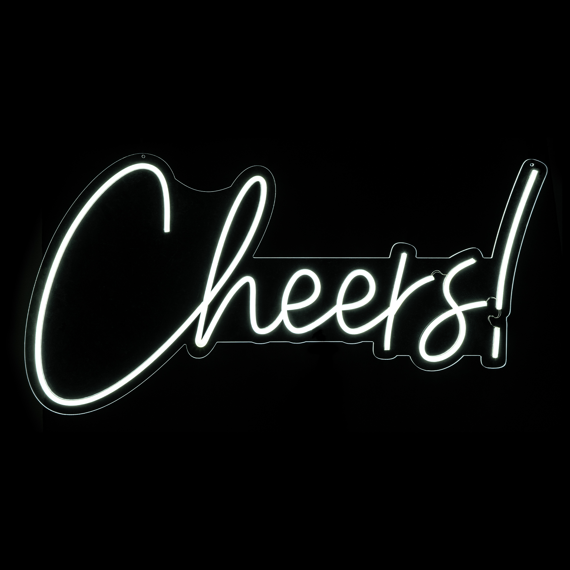 "Cheers!" Neon Light Sign With Hanging Chain 30“ - White