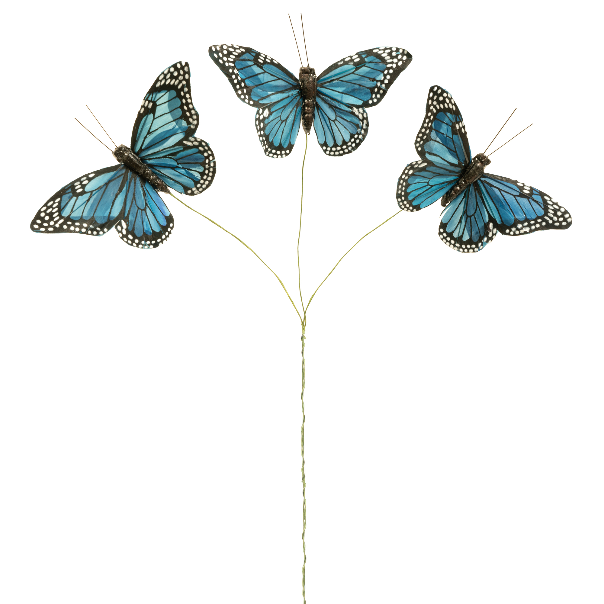 5" Artificial Monarch Butterfly 3pc/set with Wire - Blue