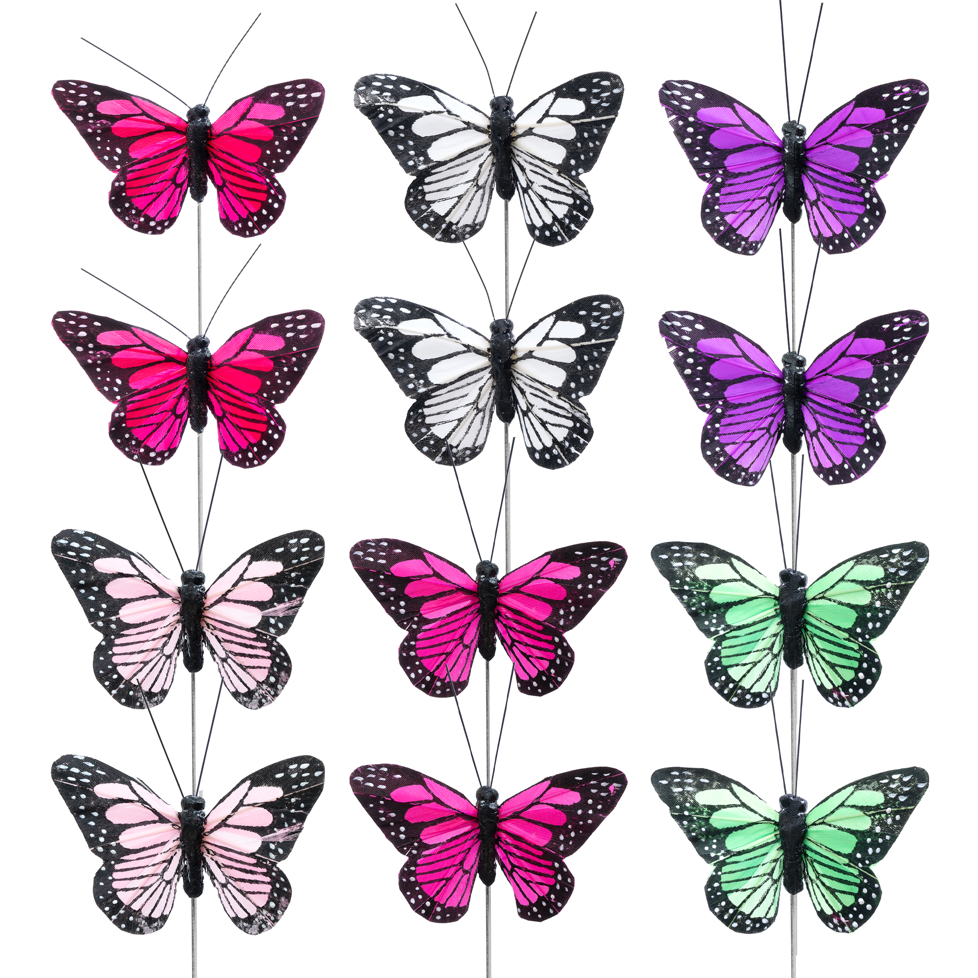 Feather Butterfly 2½" 12pc/box - Assorted