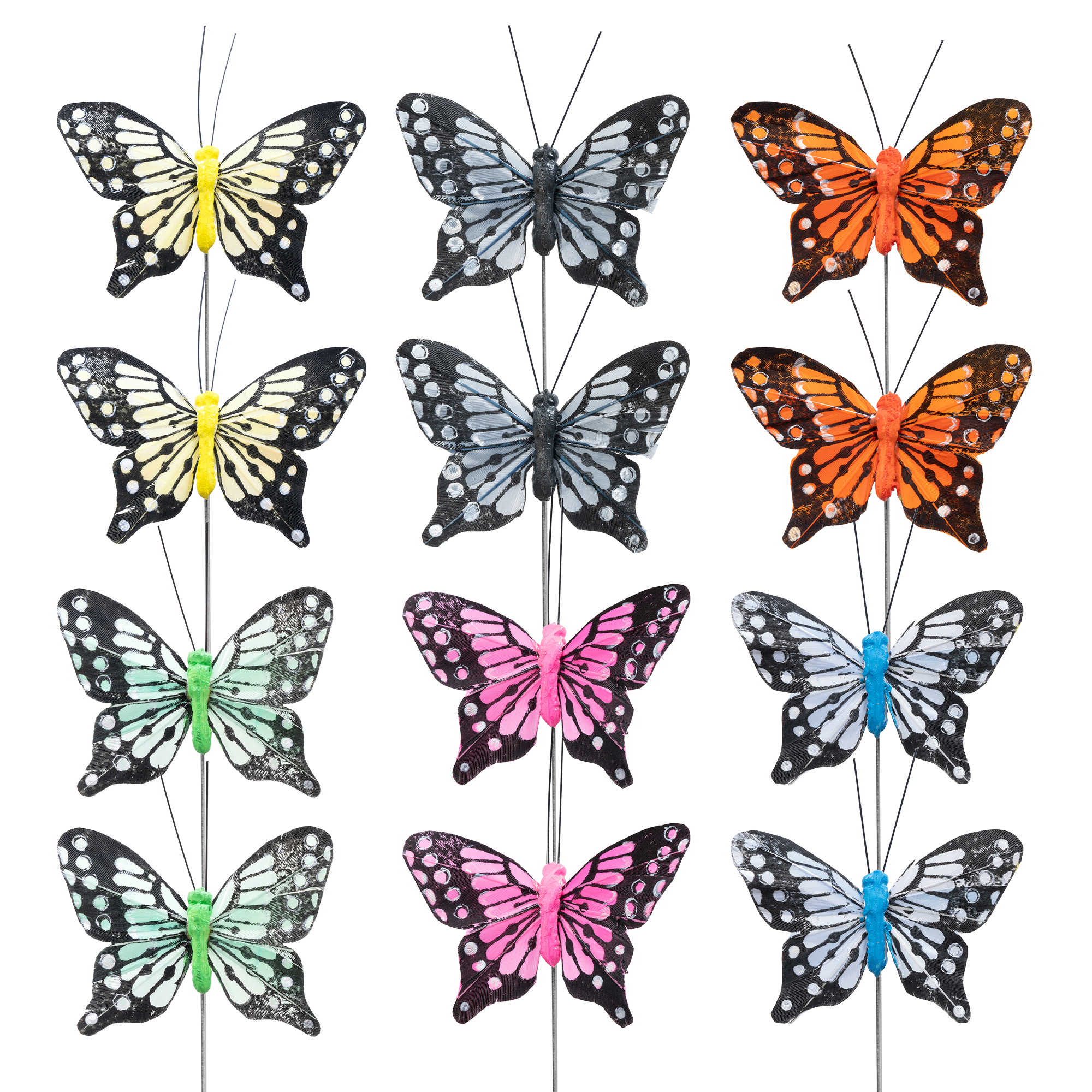 Feather Butterfly 3" 12pc/box - Assorted