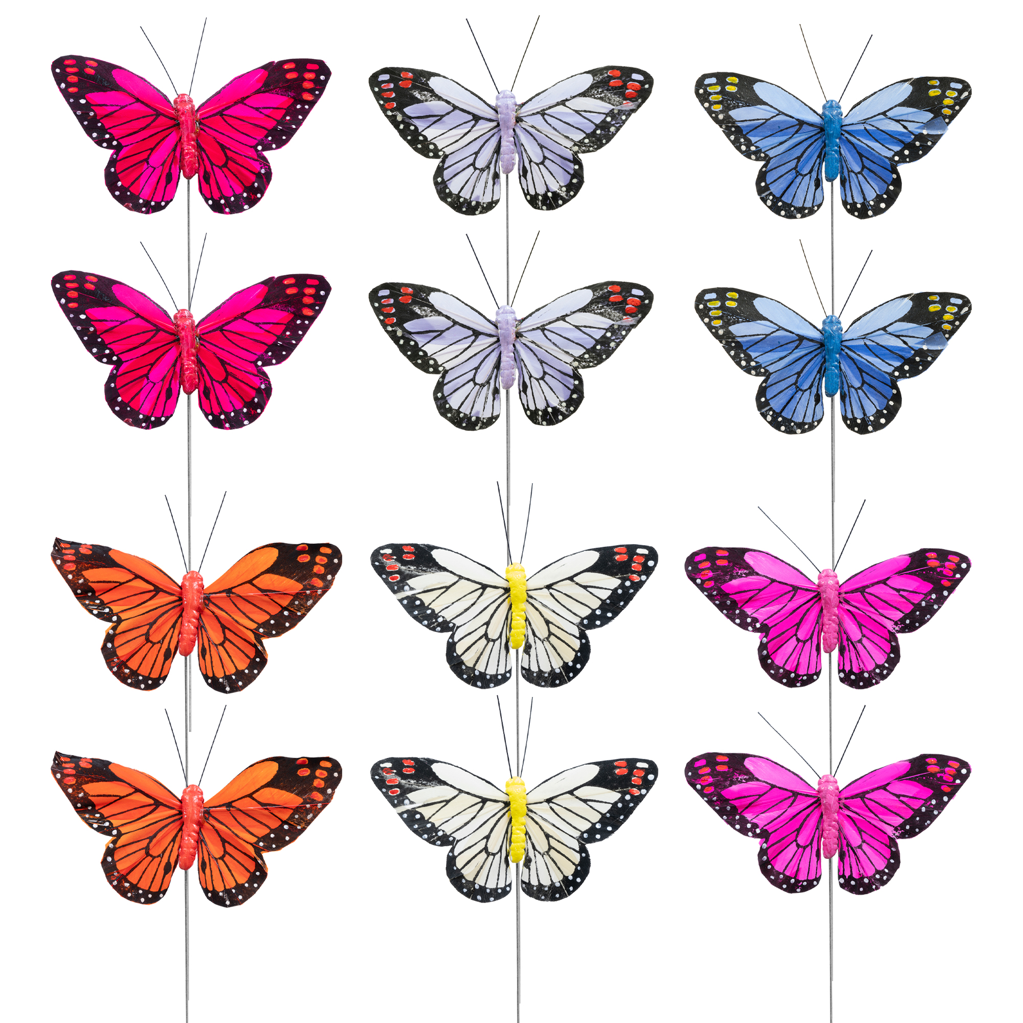 Feather Butterfly 5" 12pc/box - Assorted