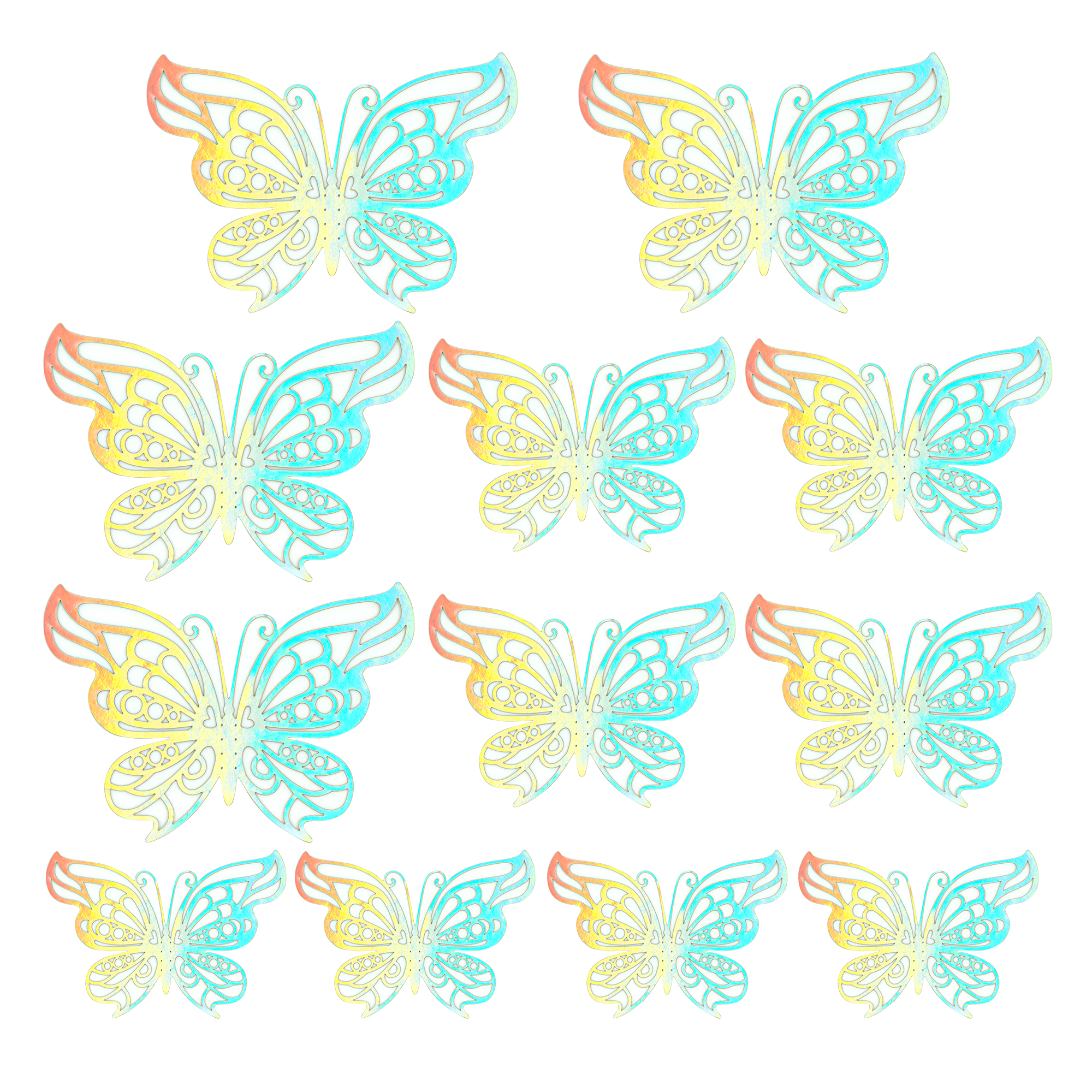 Metallic Butterflies 12pc/bag - White Iridescent