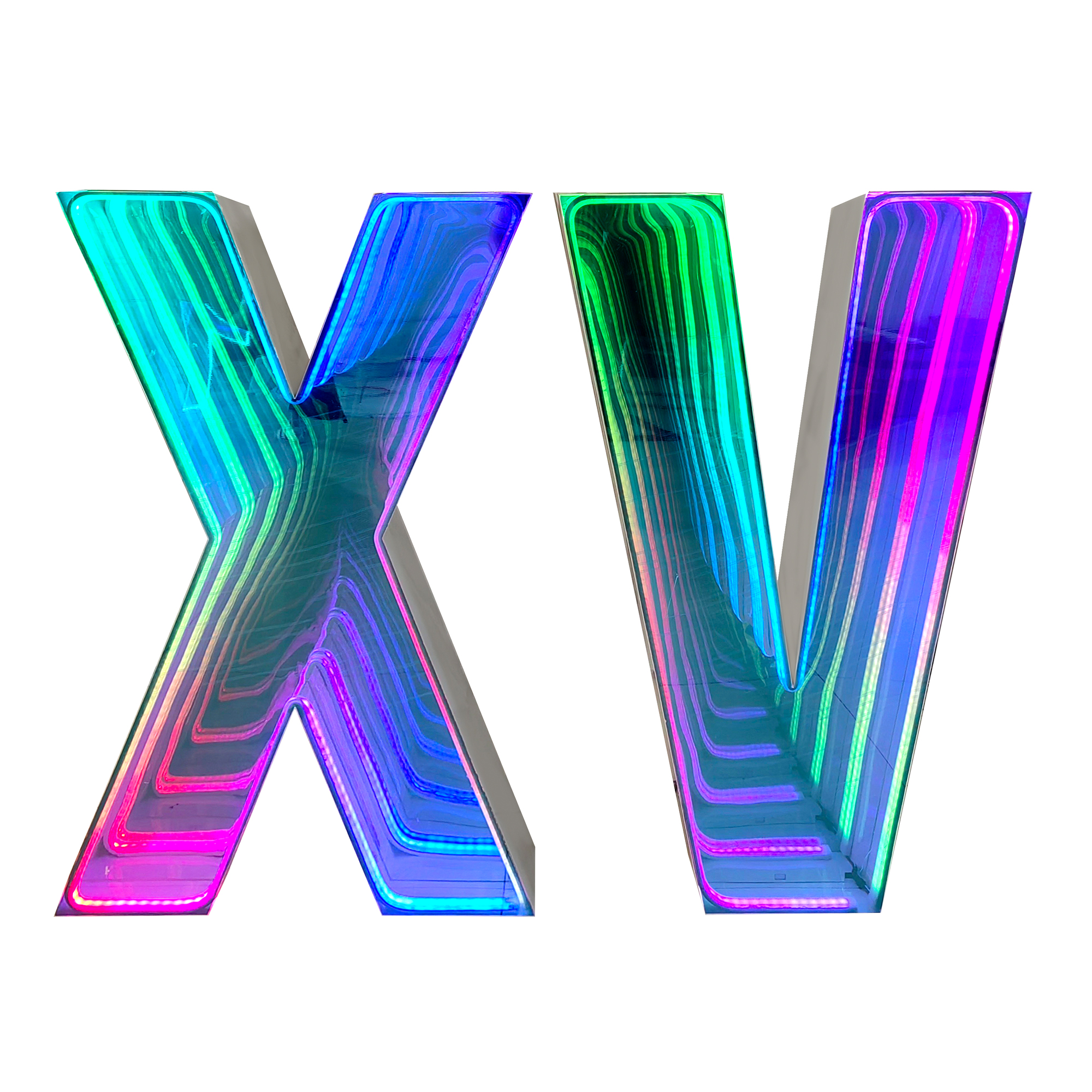 4ft Light Up Marquee Neon Letters “XV” - Multicolor