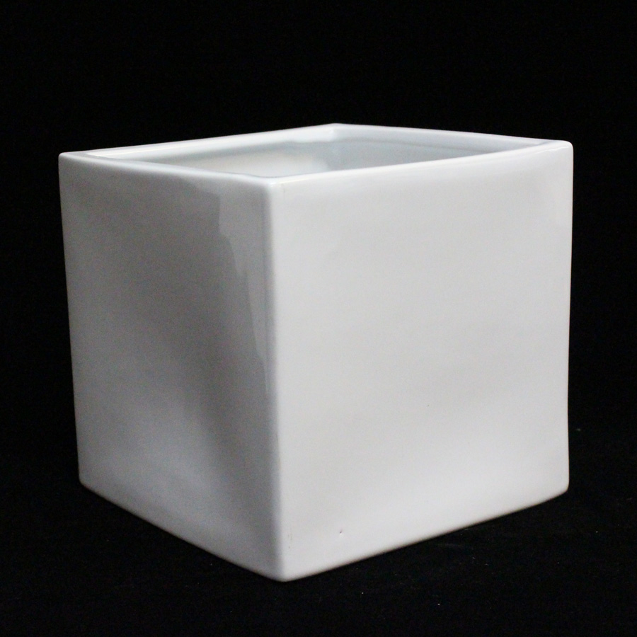 Square Ceramic Vase 6 5/8" -  White