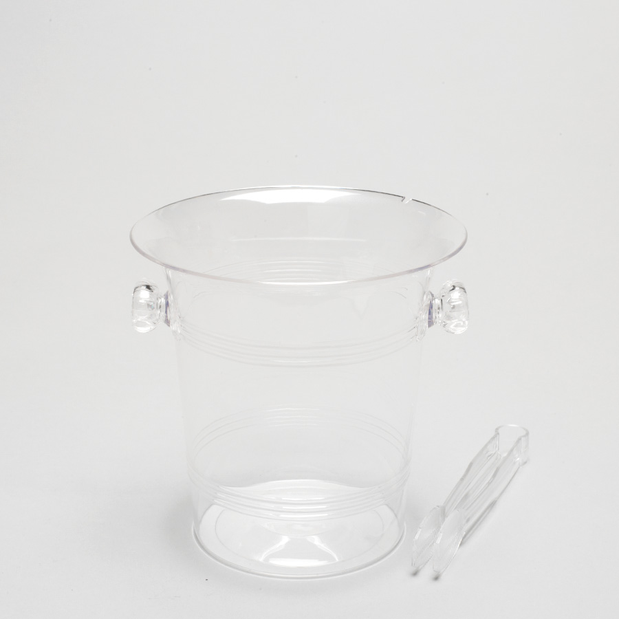 Plastic Ice Bucket with Tong - Clear