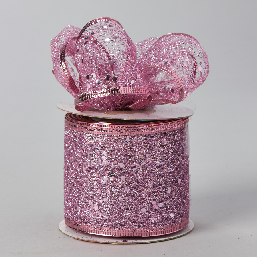 Glitter Weave Mesh Roll - Pink