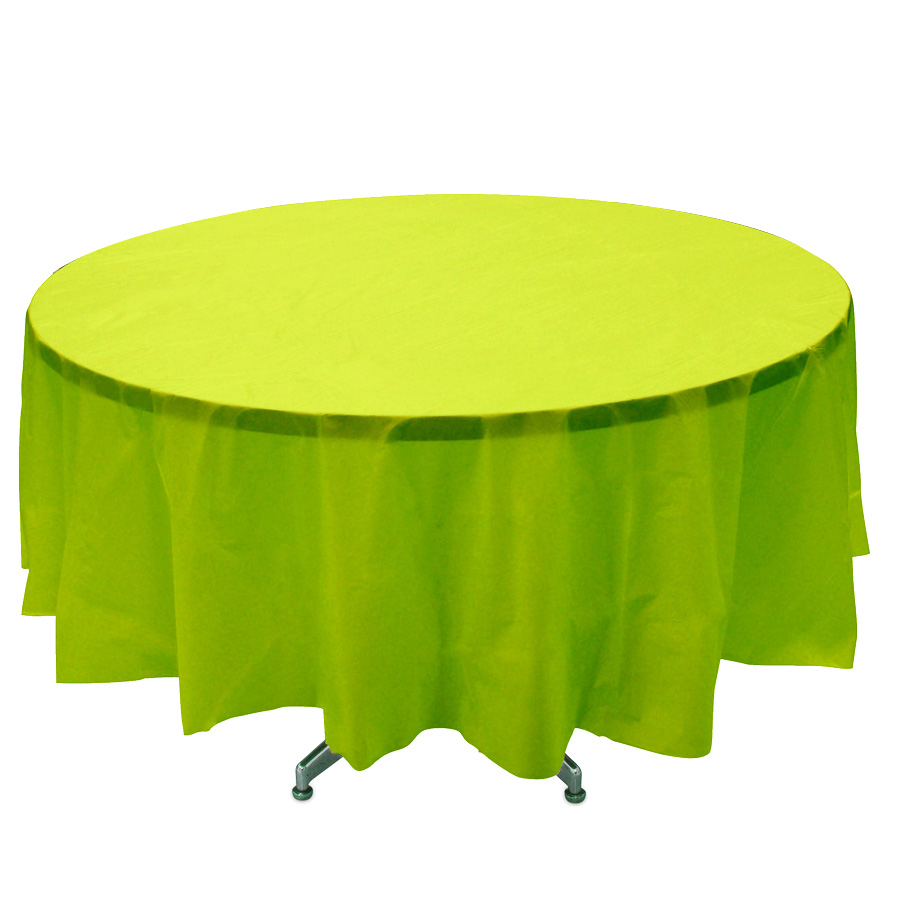 Plastic Round Table Covers - Apple Green 84"