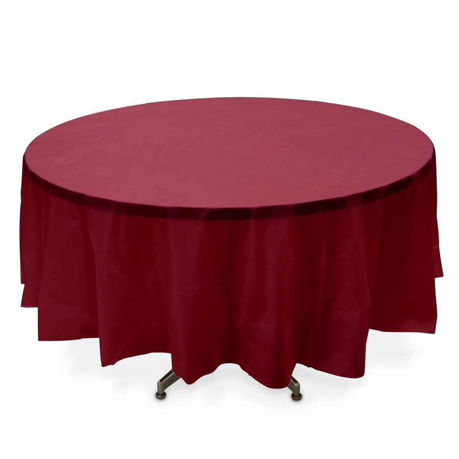 Plastic Round Table Covers - Burgundy 84"