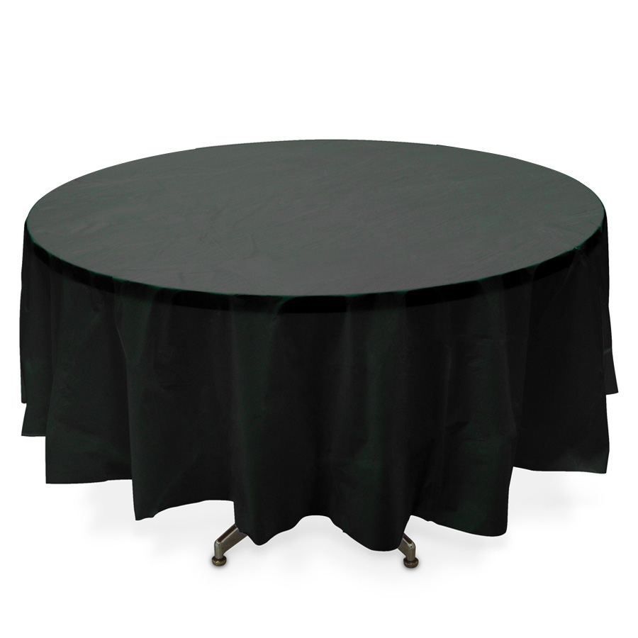Plastic Round Table Covers - Black 84"