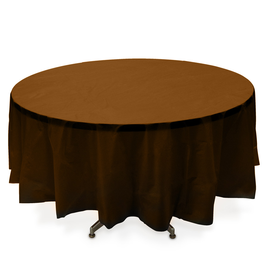 Plastic Round Table Covers - Brown 84"
