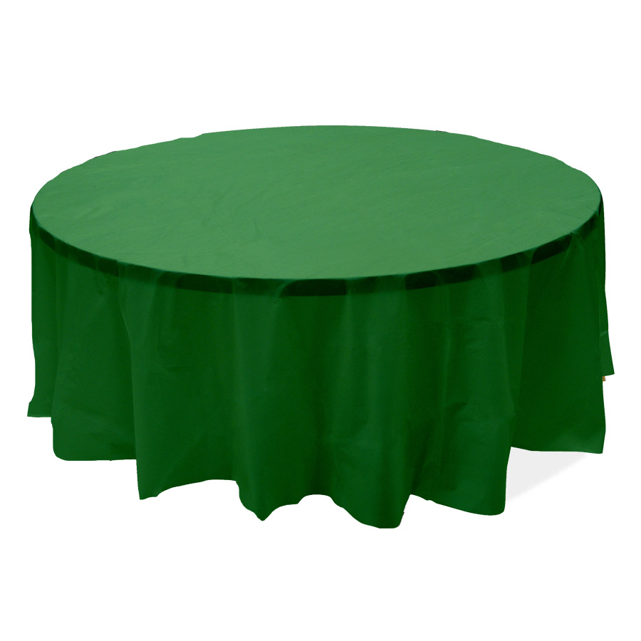 Plastic Round Table Covers - Emerald Green 84"