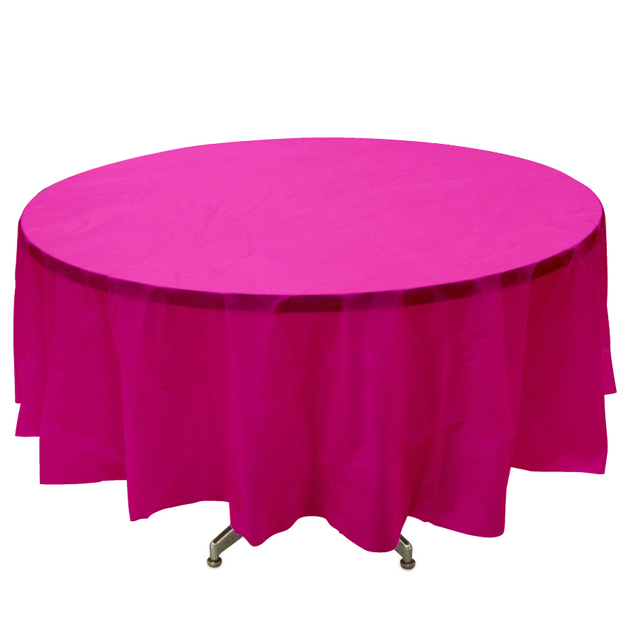 Plastic Round Table Covers - Fuchsia 84"