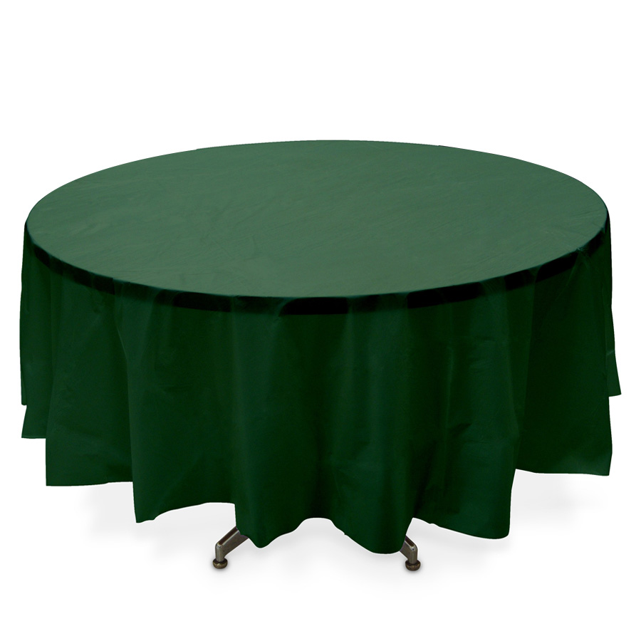 Plastic Round Table Covers - Hunter Green 84"