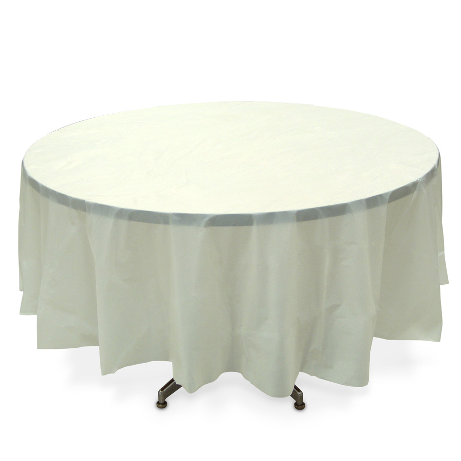 Plastic Round Table Covers - Ivory 84"