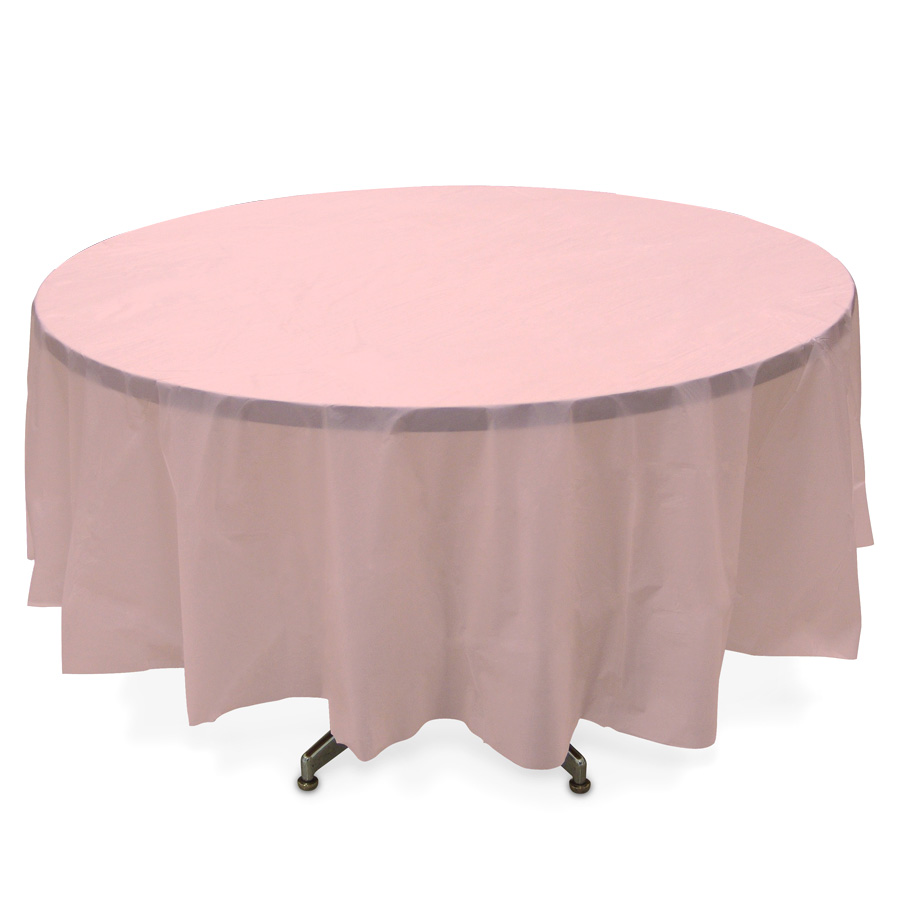 Plastic Round Table Covers - Pink 84"