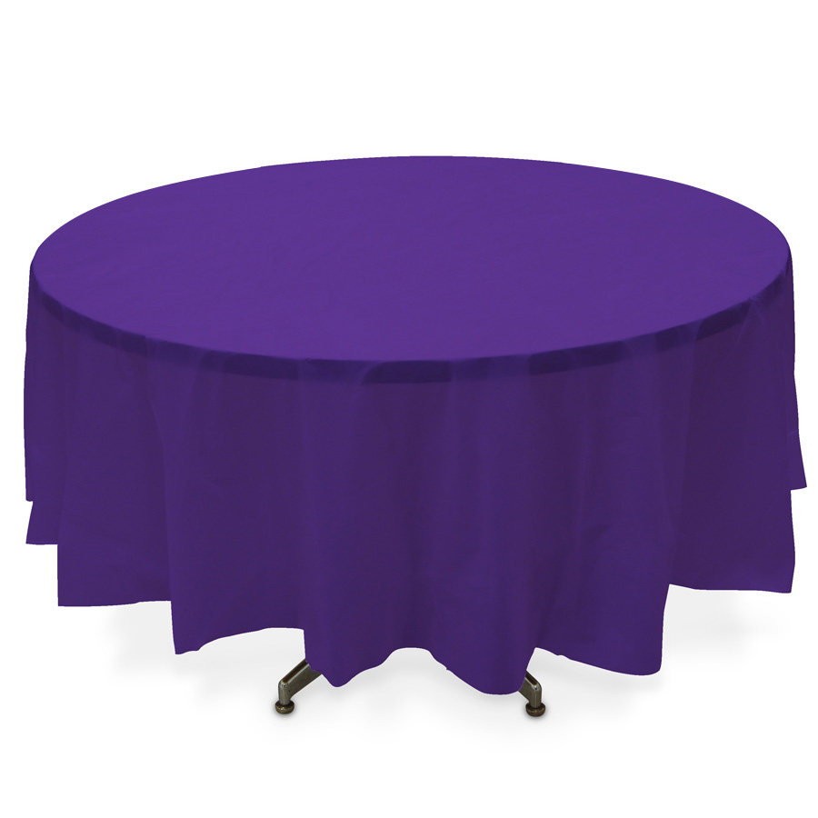Plastic Round Table Covers - Purple 84"