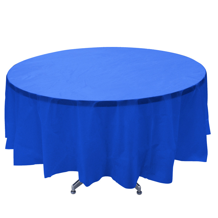 Plastic Round Table Covers - Royal Blue 84"