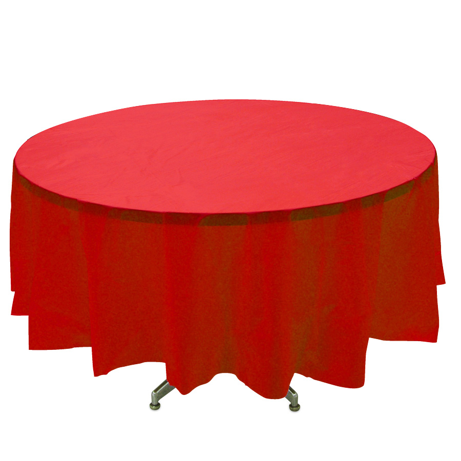 Plastic Round Table Covers - Red 84"