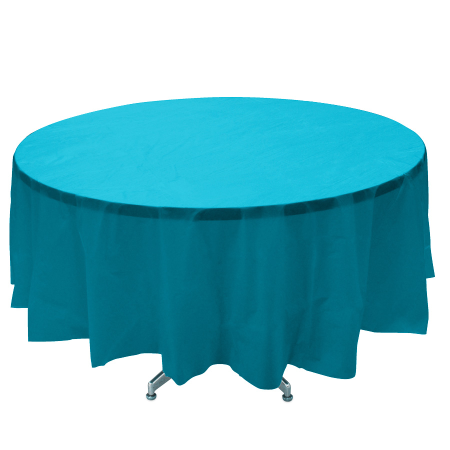 Plastic Round Table Covers - Turquoise 84"