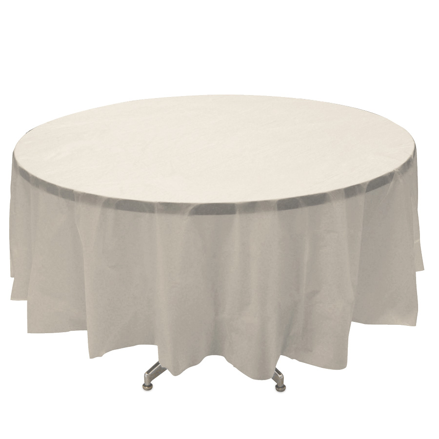 Plastic Round Table Covers - White 84"