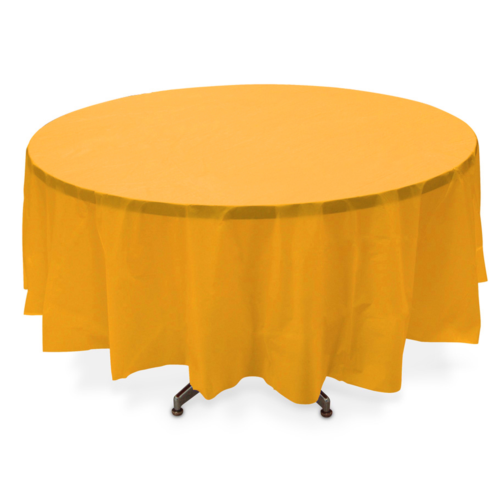 Plastic Round Table Covers - School Bus Yellow 84"