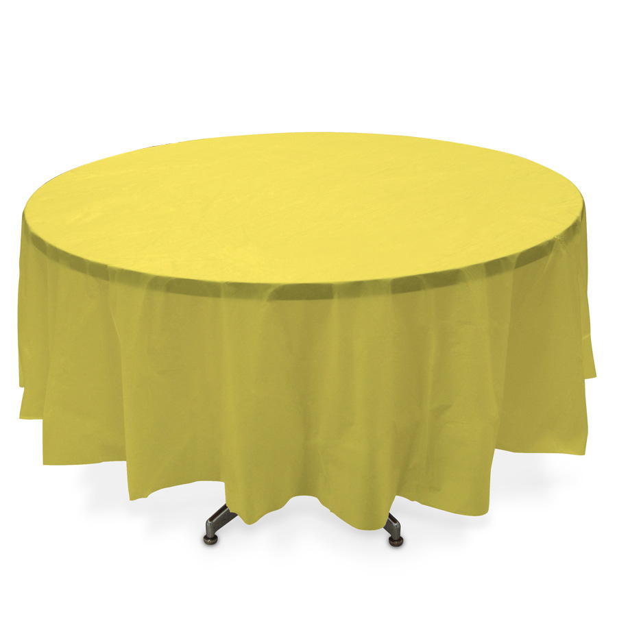 Plastic Round Table Covers - Yellow 84"