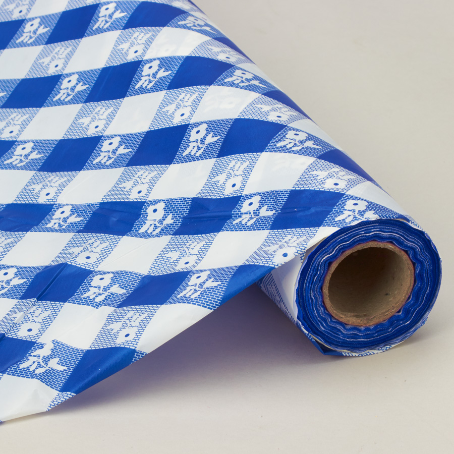 Plastic Table Roll - Gingham Blue 40" x 100`