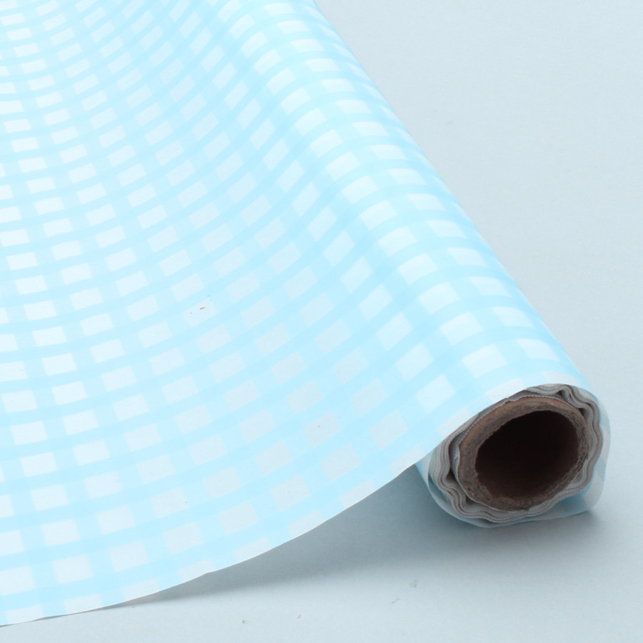 Plastic Table Roll - Gingham Blue 40" x 100`