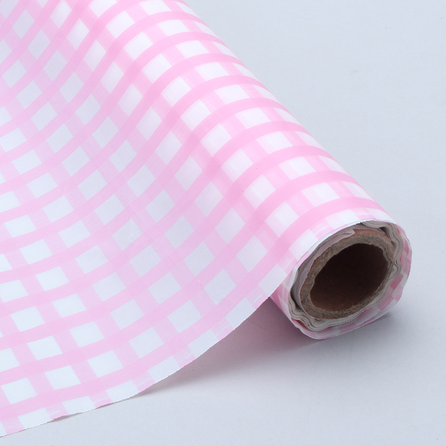 Plastic Table Roll - Gingham Pink 40" x 100`