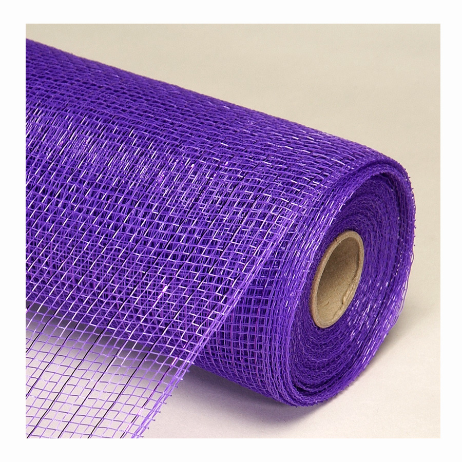 Decorative Poly Mesh Roll with Matching Metallic Stripes - Purple