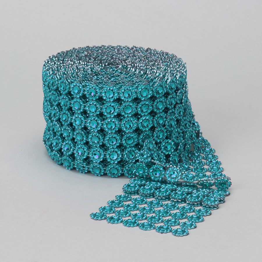 Diamond Flower Shape Mesh Roll - Turquoise