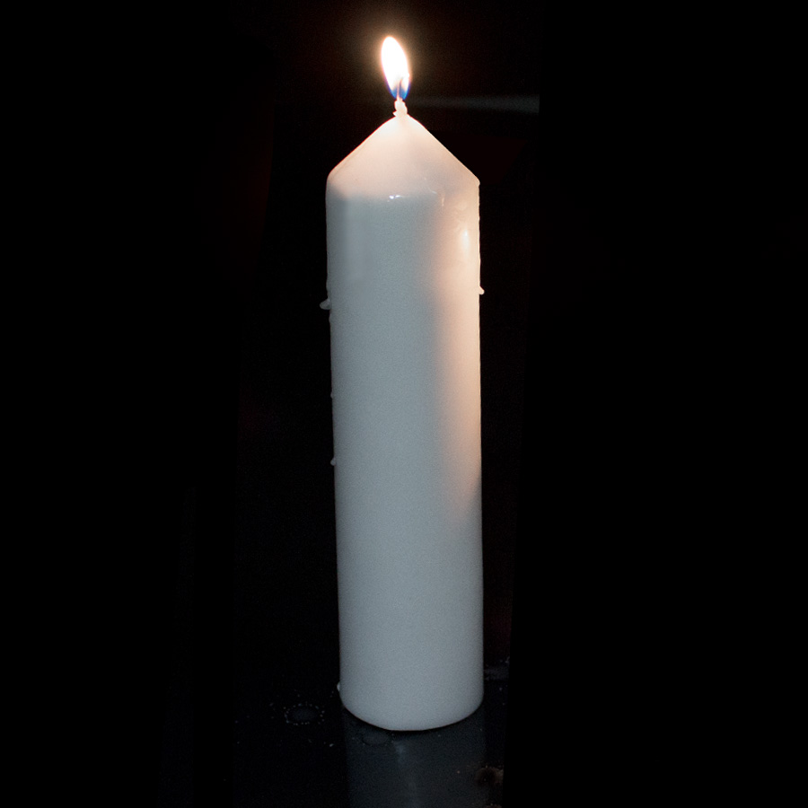 Brite Wick Dome Top Press Unscented Slim Pillar Candle 9" - White