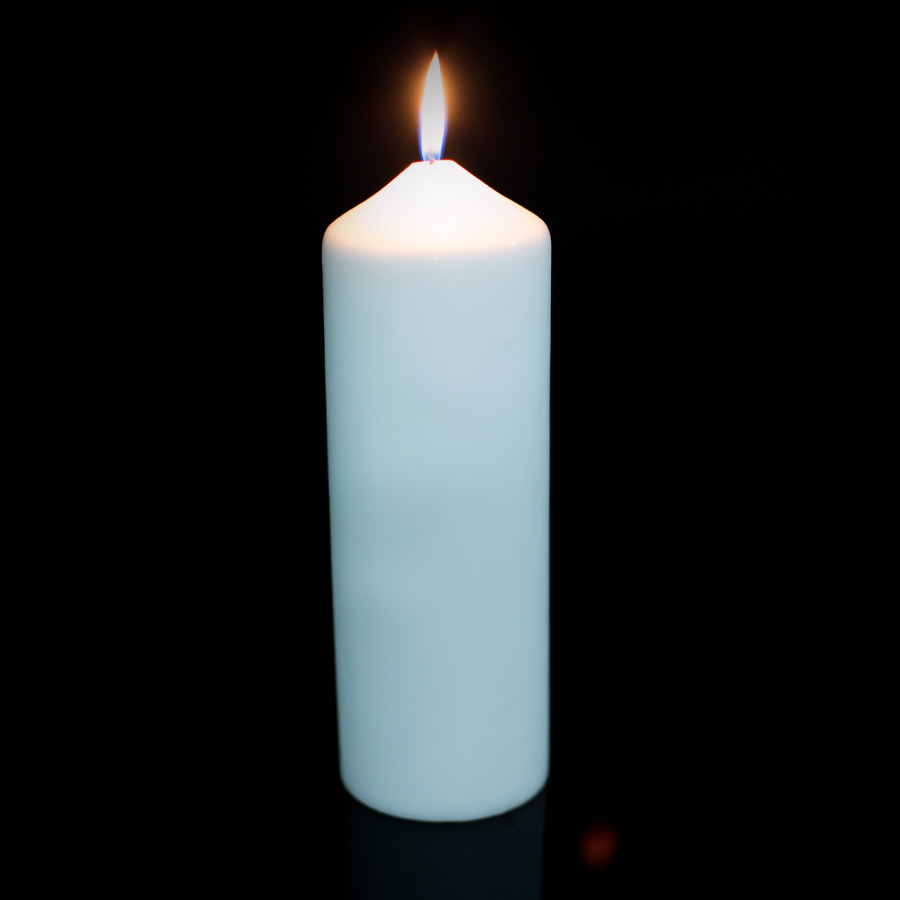 Brite Wick Dome Top Press Unscented Pillar Candle 9" - White