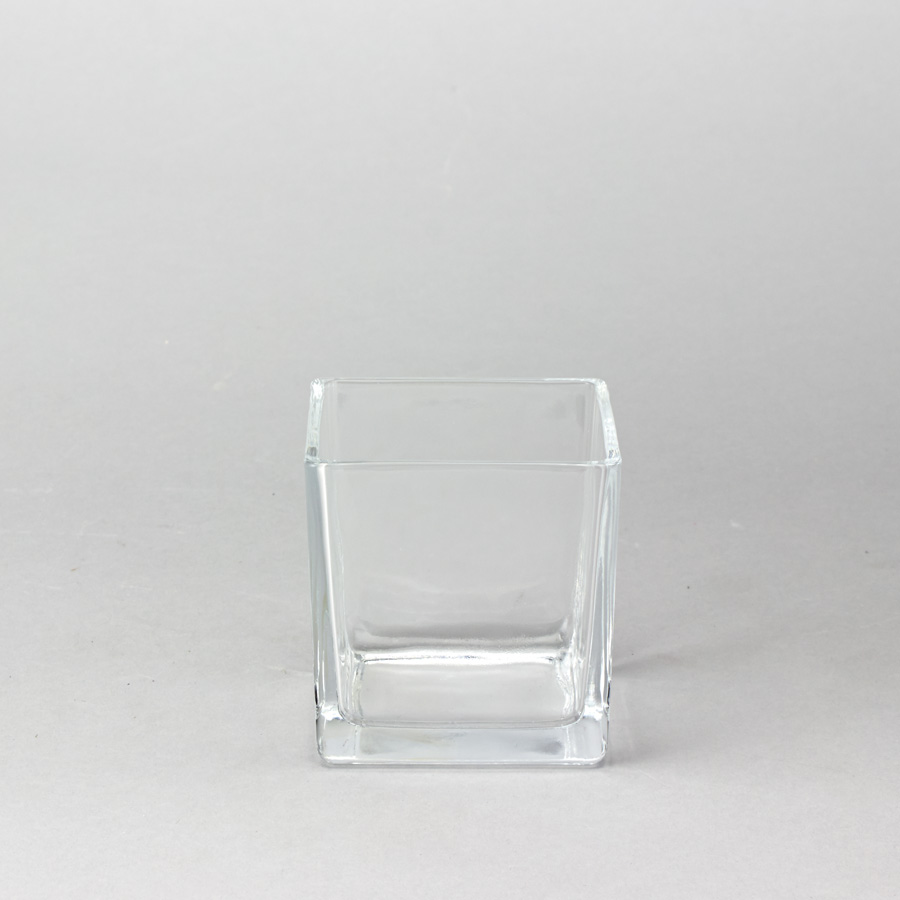 Glass Square Cube Vase 4"